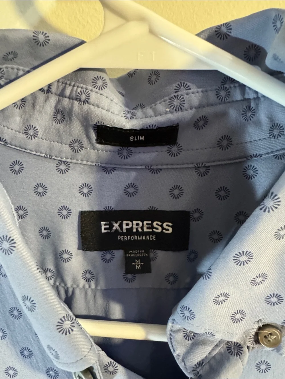 Express Light Blue Printed Shirt Jacket